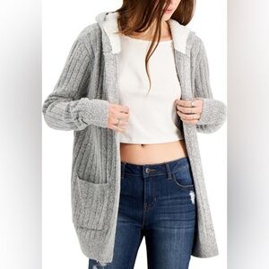 Crave Fame Gray Cozy Cardigan ~ Sherpa Sweater S/M 🩶